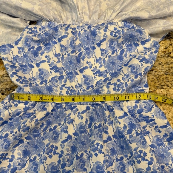 Altar’d State Slash Neck Floral Blue White Mini Dress Women Size Medium - Picture 10 of 10